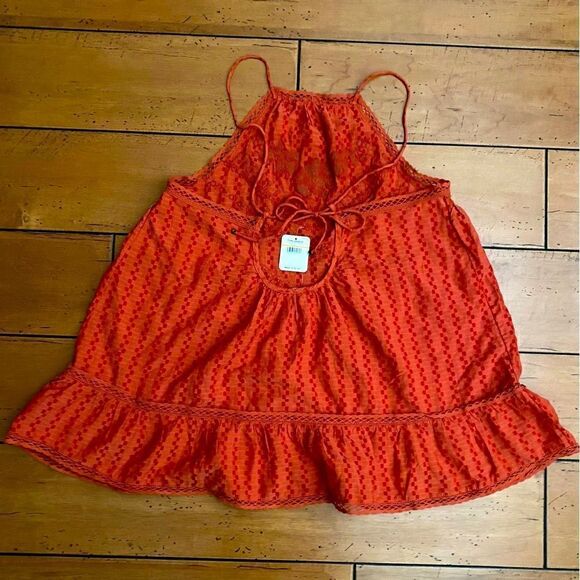Free People Intimately Elisa Lace Tunic Top Paprika Orange Size Small NWT - Picture 3 of 6